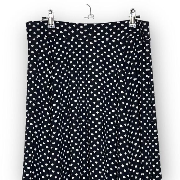 Lands’ End Black White Animal Print Dot A-Line Knee Length Skirt Women’s Size M - Picture 5 of 11